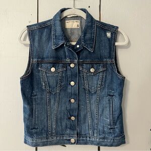 Rag & Bone Blue Denim Distressed Vest Button Front Small